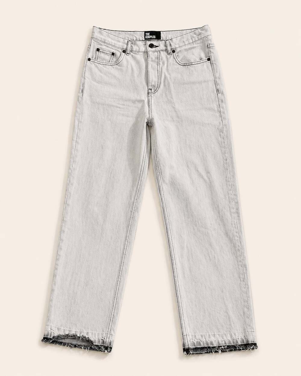 The Kooples Grey Distressed Hem Jeans Size 38 Y2K Straight Leg